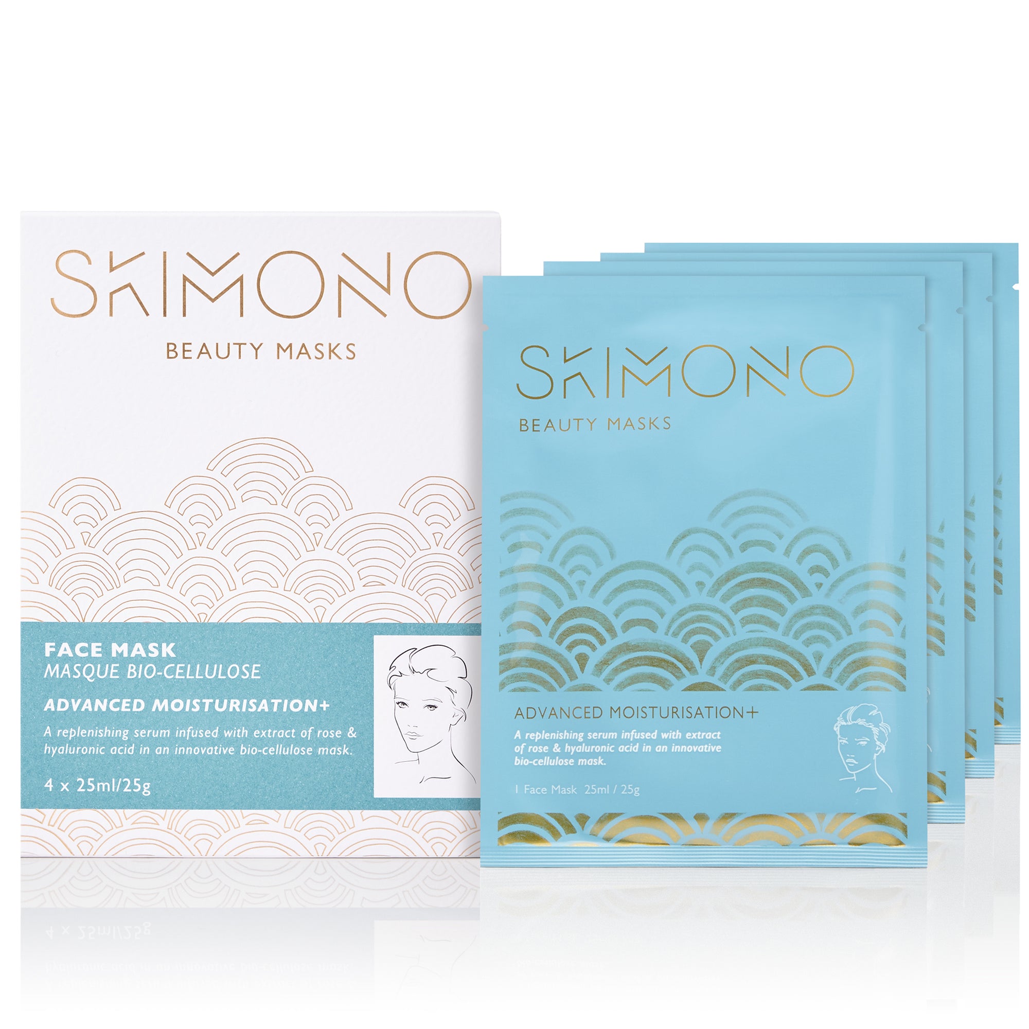 Skimono Advanced Moisturisation+ Bio-Cellulose Face Masks (4 Pack)