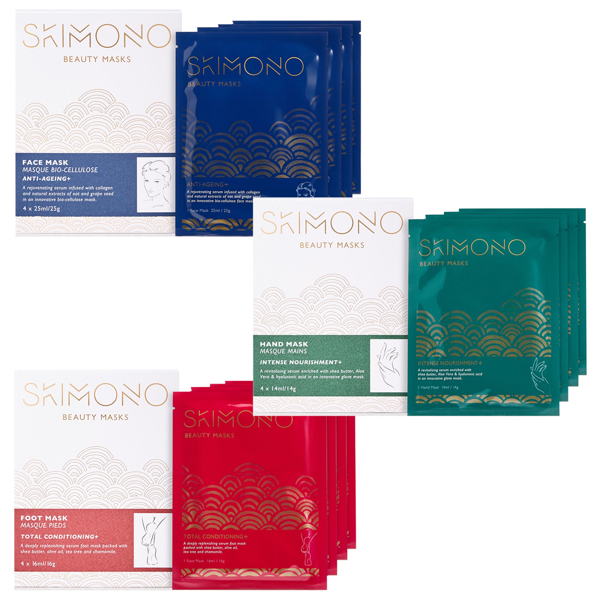 Skimono Super Set: Anti-Ageing+ Masks For Face, Hands &amp; Feet (12 Pack)